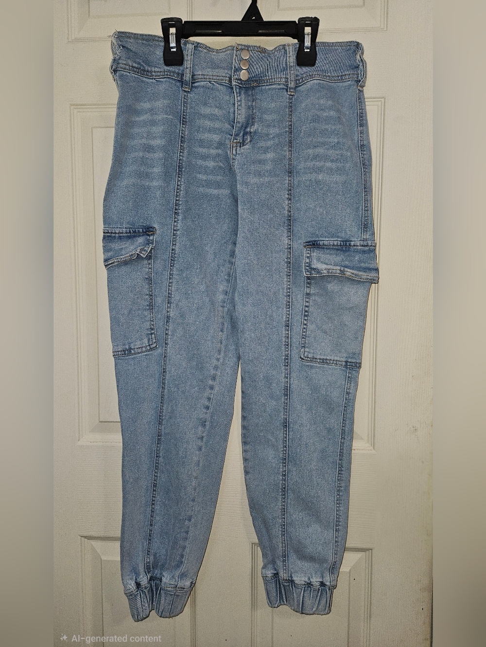 Almost Famous Light Blue Cargo Ankle Jeans